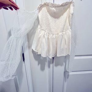 Off the shoulder smocked Blouse